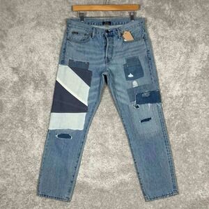Polo Ralph Lauren The Avery Boyfriend Patchwork Jeans Blue Denim Size 28